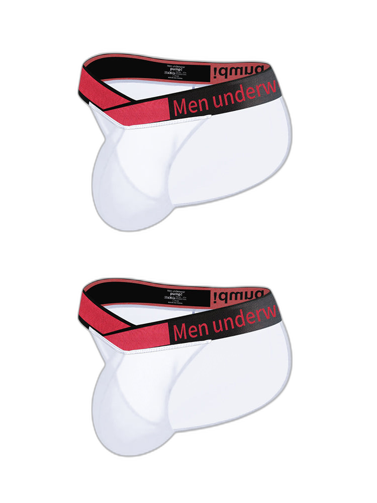 2 Pack Men's Large Pouch Semi-Transparent Sexy Bikini
