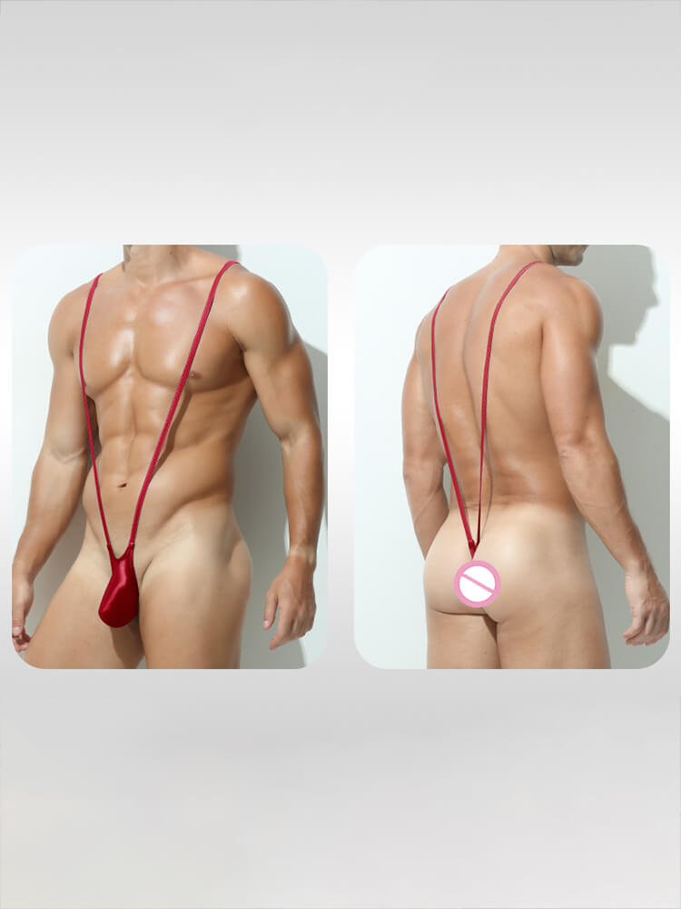Men's Sexy Seamless Large Pouch Stretchy Bodysuit Thong