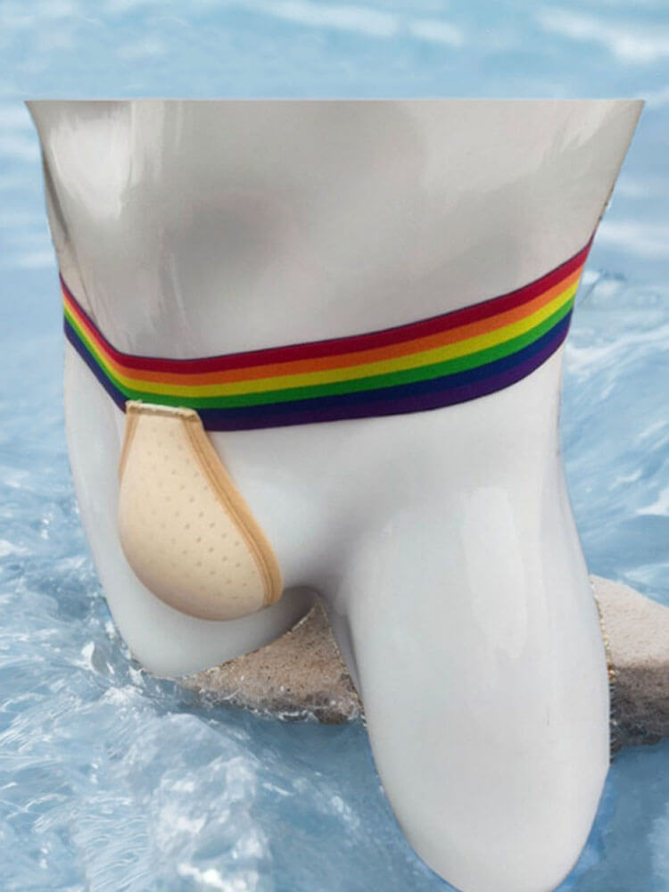 Men's Sexy Rainbow Waistband Padded Thong