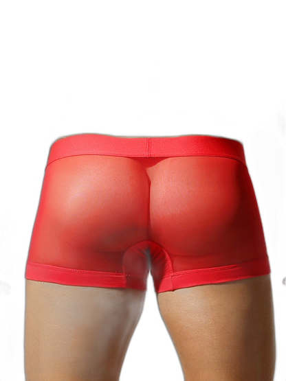2 Pack Men's Stay-Put Fit Lightweight & Airy Solid Color Semi-Transparent Trunks