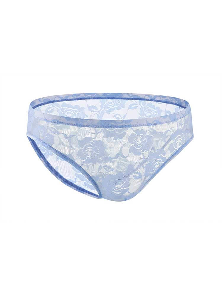 Men's Sexy Low-Rise See-Through Jacquard Lace Briefs