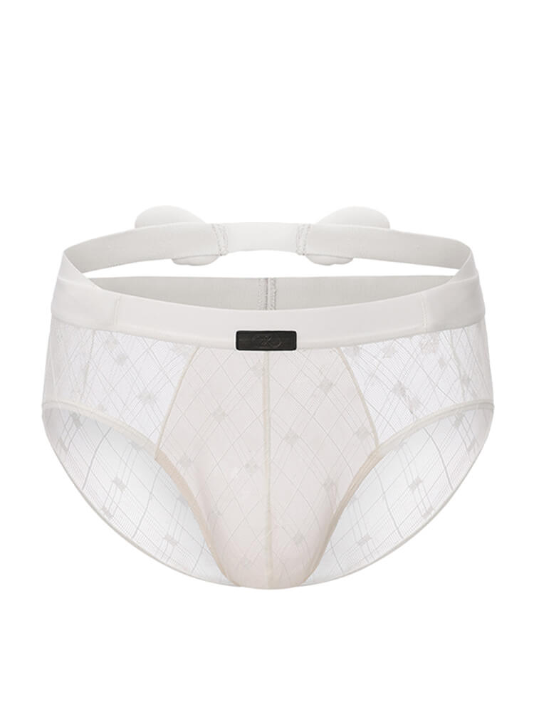 Men's Sexy Purple See-Through Mesh Winged Briefs