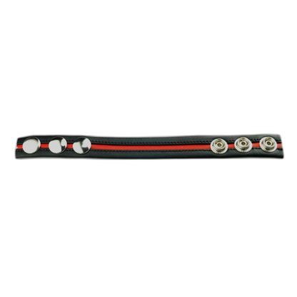 Prowler RED Leather Cock Strap Black with Red Stripe