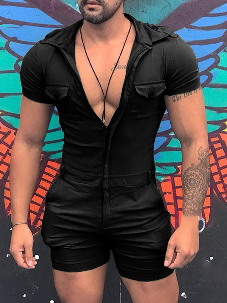 Men's Short Sleeve Jumpsuit - Green