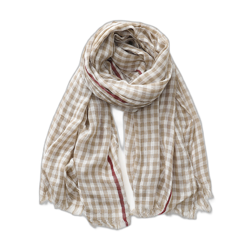 Plaid Cotton Pashmina Scarf