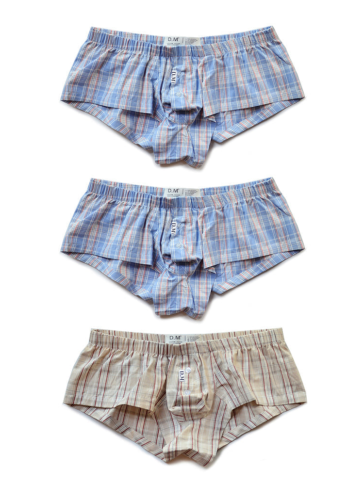 Mens Plaid Front Pouch Boxer Shorts