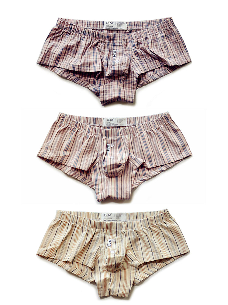 Mens Plaid Front Pouch Boxer Shorts