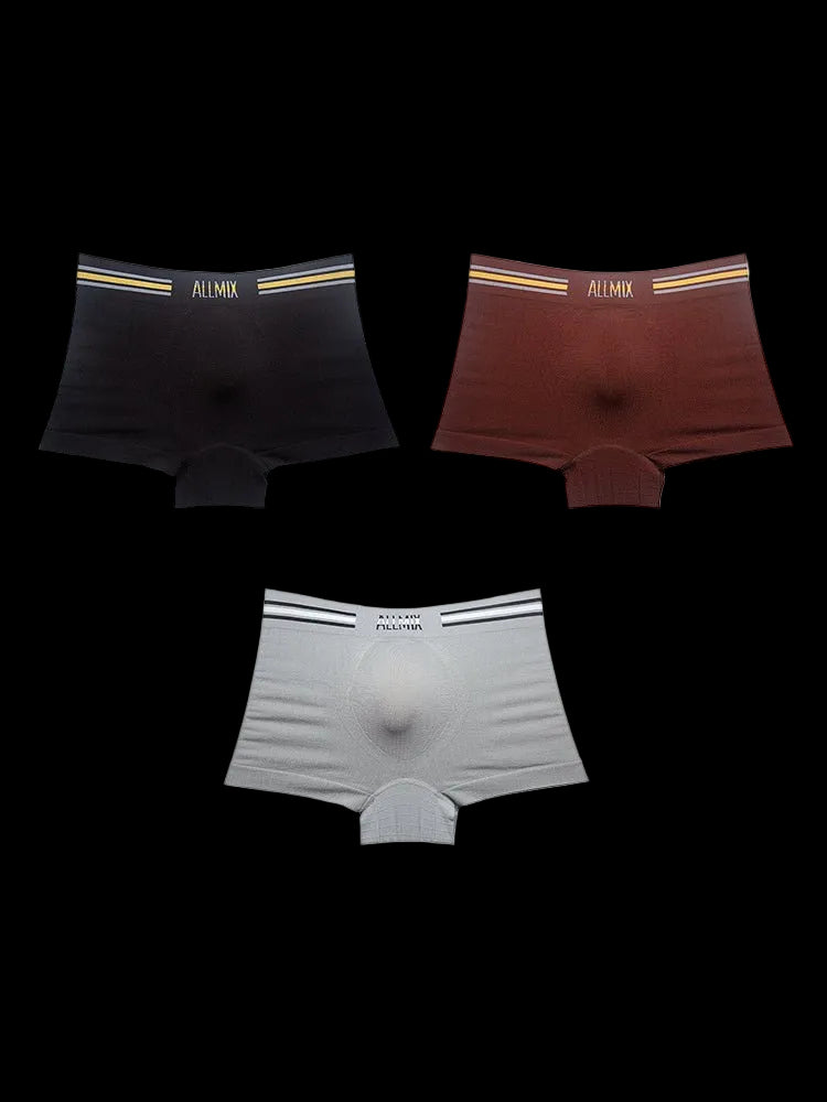 3 Pack ALLMIX Men's Sexy Striped Seamless Low Waist Boxers Briefs - The Pup Play Hub