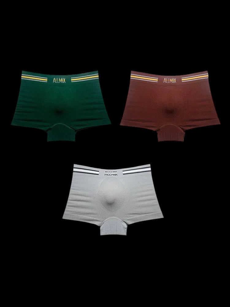 3 Pack ALLMIX Men's Sexy Striped Seamless Low Waist Boxers Briefs - The Pup Play Hub