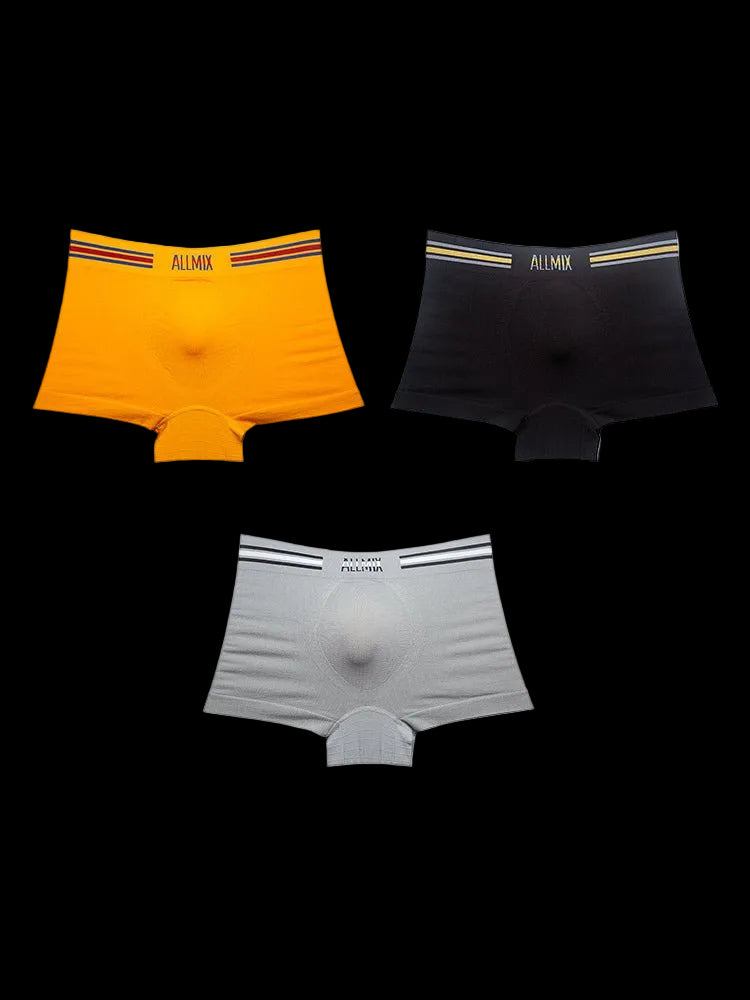 3 Pack ALLMIX Men's Sexy Striped Seamless Low Waist Boxers Briefs - The Pup Play Hub