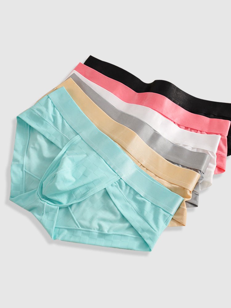 3 Pack Men's Cooling Silktech Briefs - U - Pouch Design & Checkered Antibacterial Lining - The Pup Play Hub