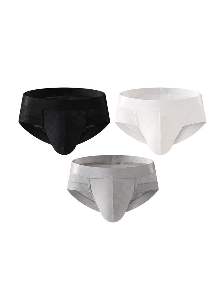 3 Pack Men's Cooling Silktech Briefs - U - Pouch Design & Checkered Antibacterial Lining - The Pup Play Hub