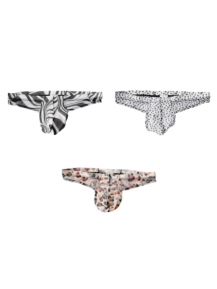 3 Pack Men's Ice Silk Comfy Waistband Low - Rise Sexy Stretch Thong - The Pup Play Hub