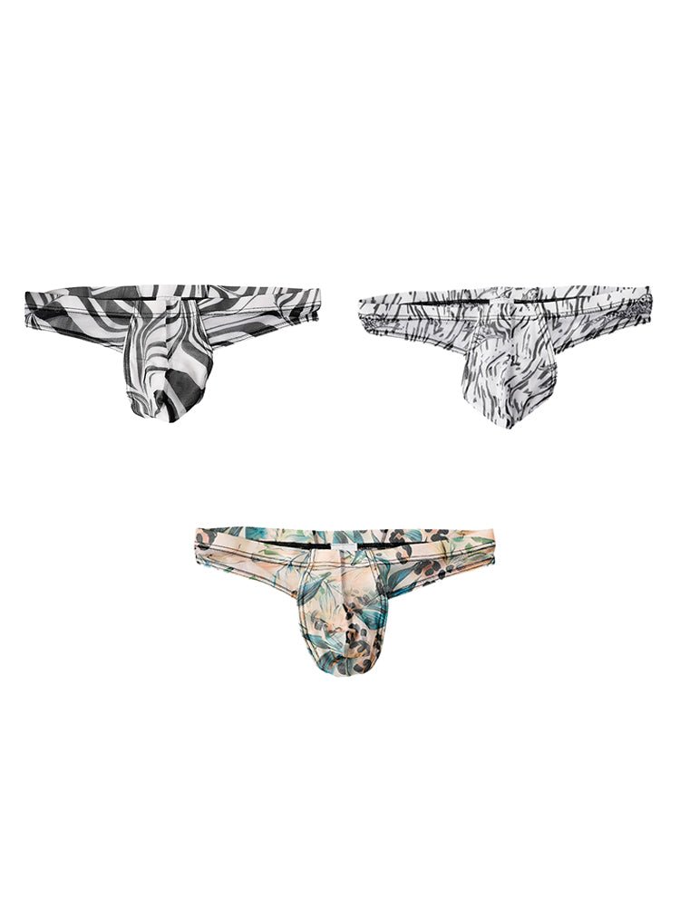 3 Pack Men's Ice Silk Comfy Waistband Low - Rise Sexy Stretch Thong - The Pup Play Hub