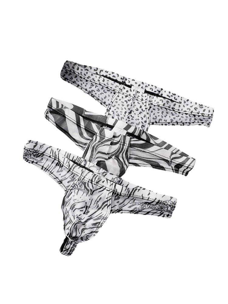 3 Pack Men's Ice Silk Comfy Waistband Low - Rise Sexy Stretch Thong - The Pup Play Hub