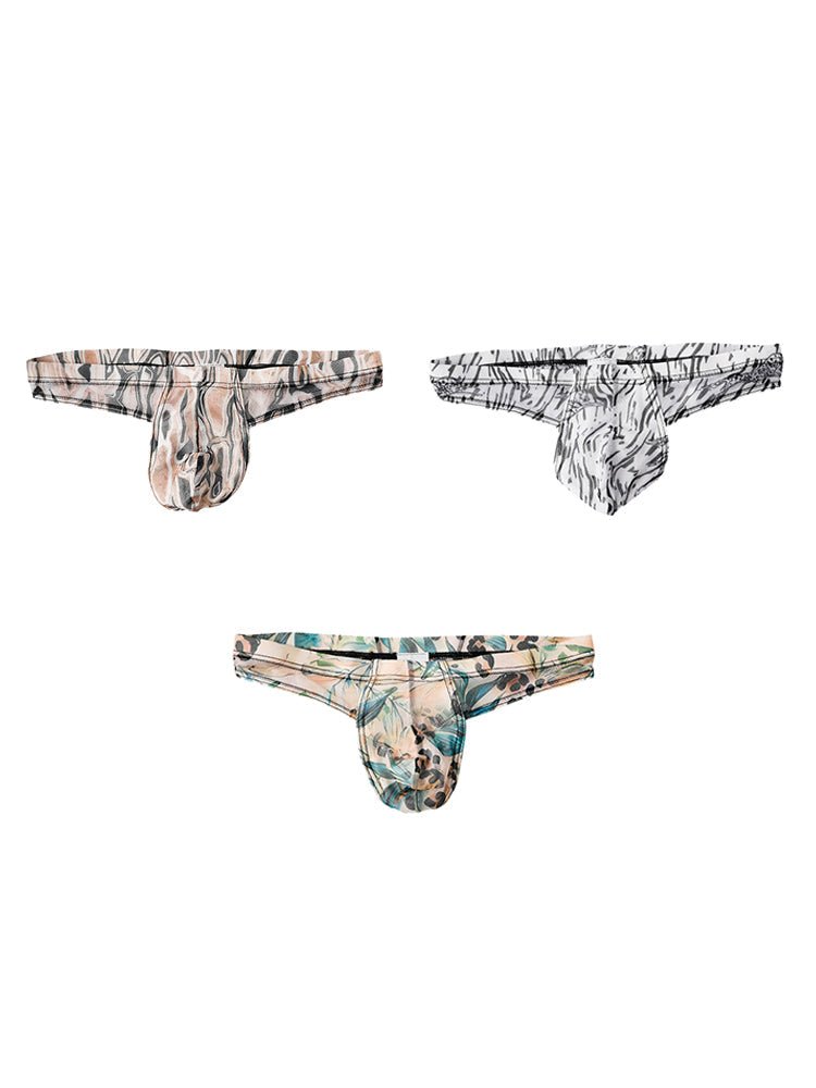 3 Pack Men's Ice Silk Comfy Waistband Low - Rise Sexy Stretch Thong - The Pup Play Hub