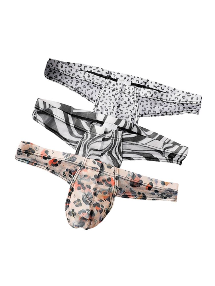 3 Pack Men's Ice Silk Comfy Waistband Low - Rise Sexy Stretch Thong - The Pup Play Hub