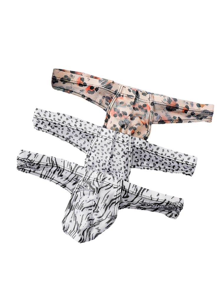 3 Pack Men's Ice Silk Comfy Waistband Low - Rise Sexy Stretch Thong - The Pup Play Hub