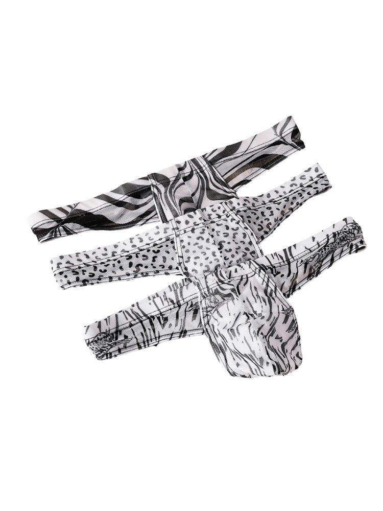 3 Pack Men's Ice Silk Comfy Waistband Low - Rise Sexy Stretch Thong - The Pup Play Hub