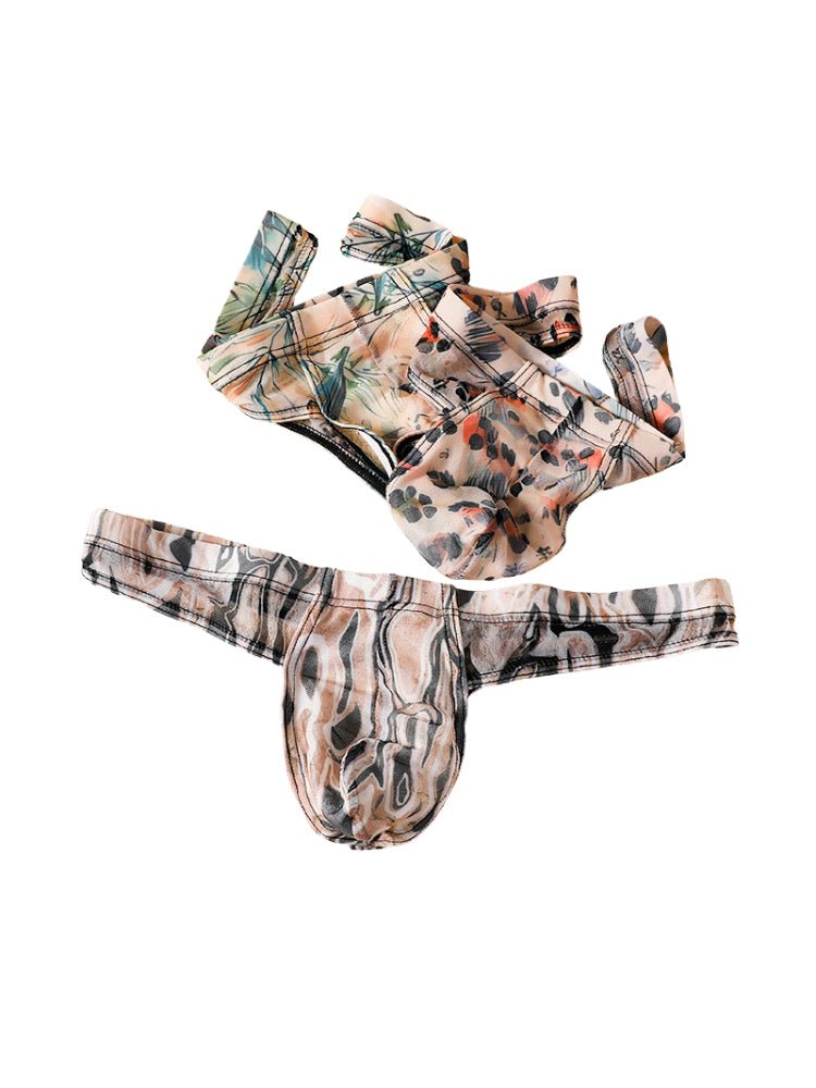 3 Pack Men's Ice Silk Comfy Waistband Low - Rise Sexy Stretch Thong - The Pup Play Hub