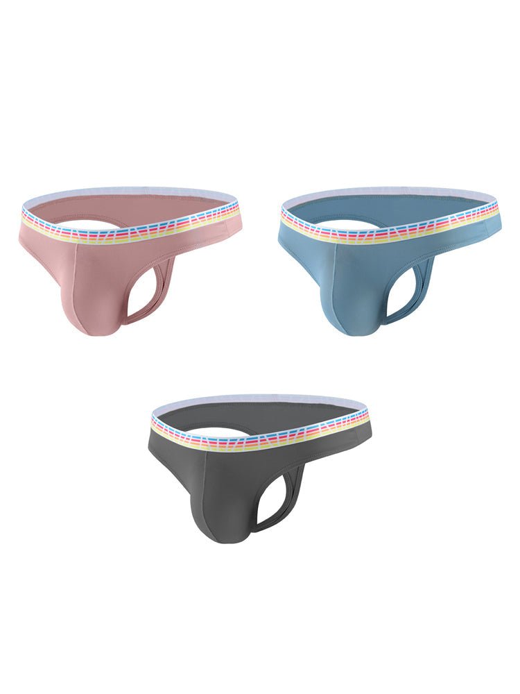 3 Pack Men's Ice Silk Middle - Rise Summer Thongs - The Pup Play Hub