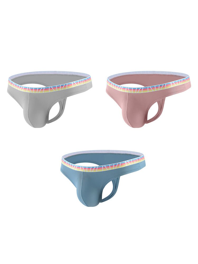 3 Pack Men's Ice Silk Middle - Rise Summer Thongs - The Pup Play Hub