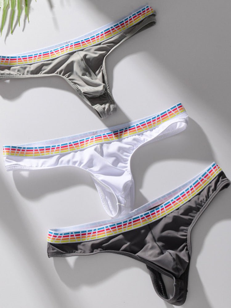 3 Pack Men's Ice Silk Middle - Rise Summer Thongs - The Pup Play Hub
