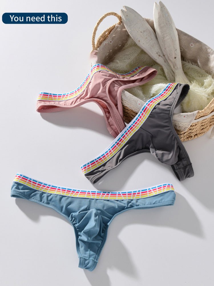 3 Pack Men's Ice Silk Middle - Rise Summer Thongs - The Pup Play Hub