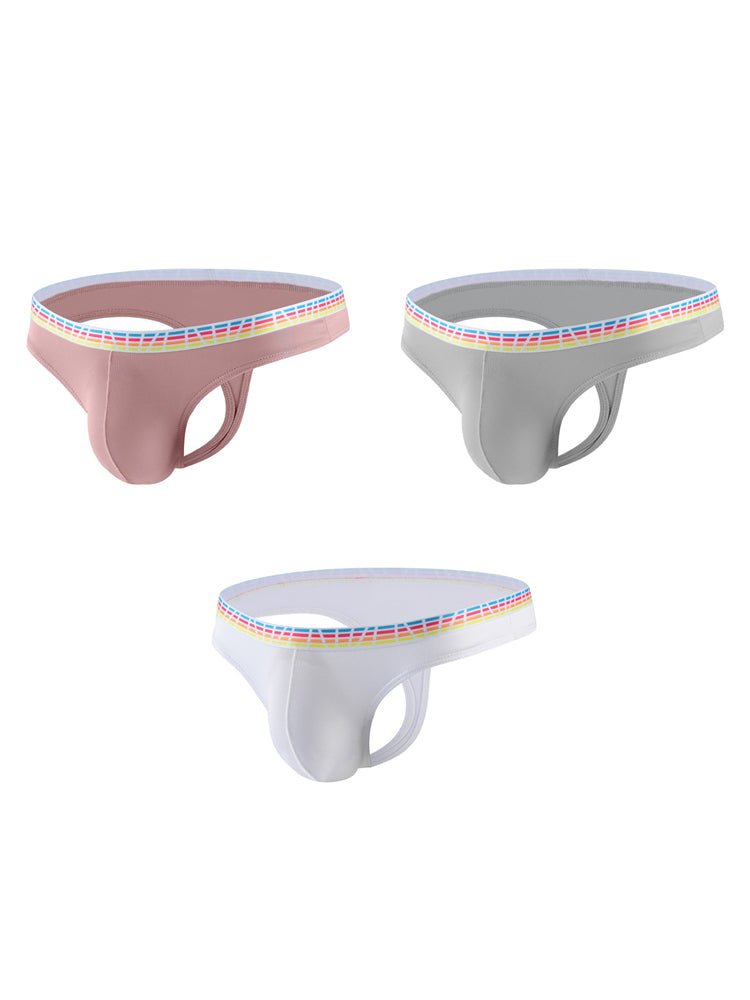 3 Pack Men's Ice Silk Middle - Rise Summer Thongs - The Pup Play Hub
