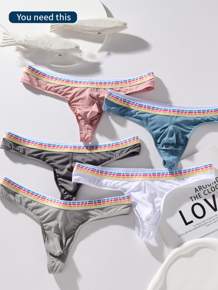 3 Pack Men's Ice Silk Middle - Rise Summer Thongs - The Pup Play Hub