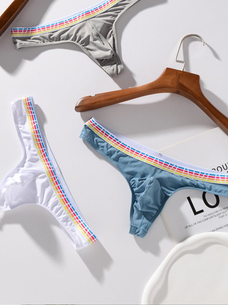 3 Pack Men's Ice Silk Middle - Rise Summer Thongs - The Pup Play Hub