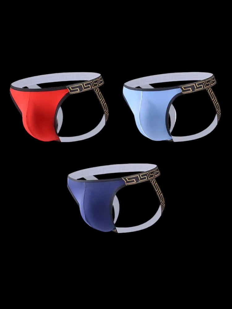 3 Pack Men's Large Pouch Low - Rise Sexy Jockstrap - The Pup Play Hub