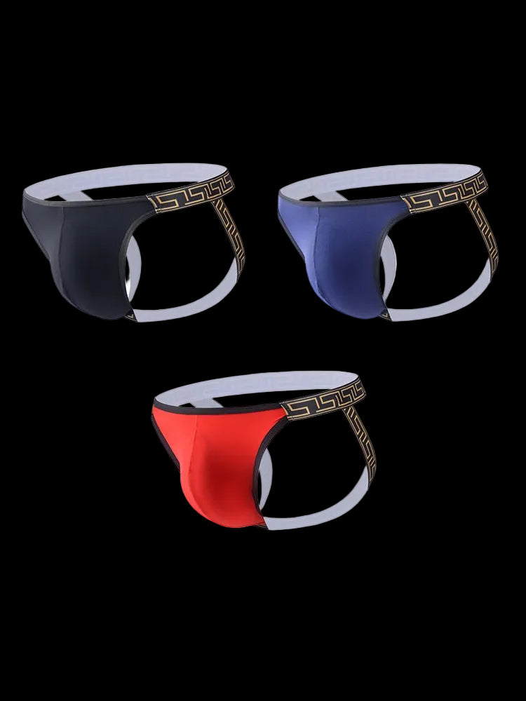 3 Pack Men's Large Pouch Low - Rise Sexy Jockstrap - The Pup Play Hub