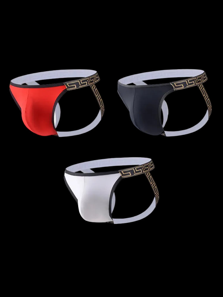 3 Pack Men's Large Pouch Low - Rise Sexy Jockstrap - The Pup Play Hub