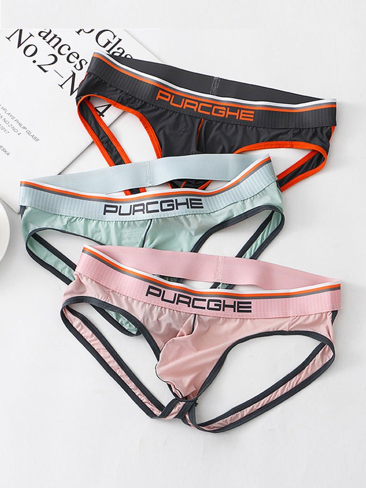 3 Pack Men's Low - Rise Ice Silk Jockstrap - The Pup Play Hub