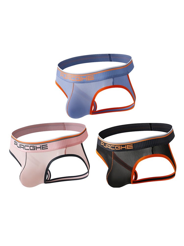 3 Pack Men's Low - Rise Ice Silk Jockstrap - The Pup Play Hub
