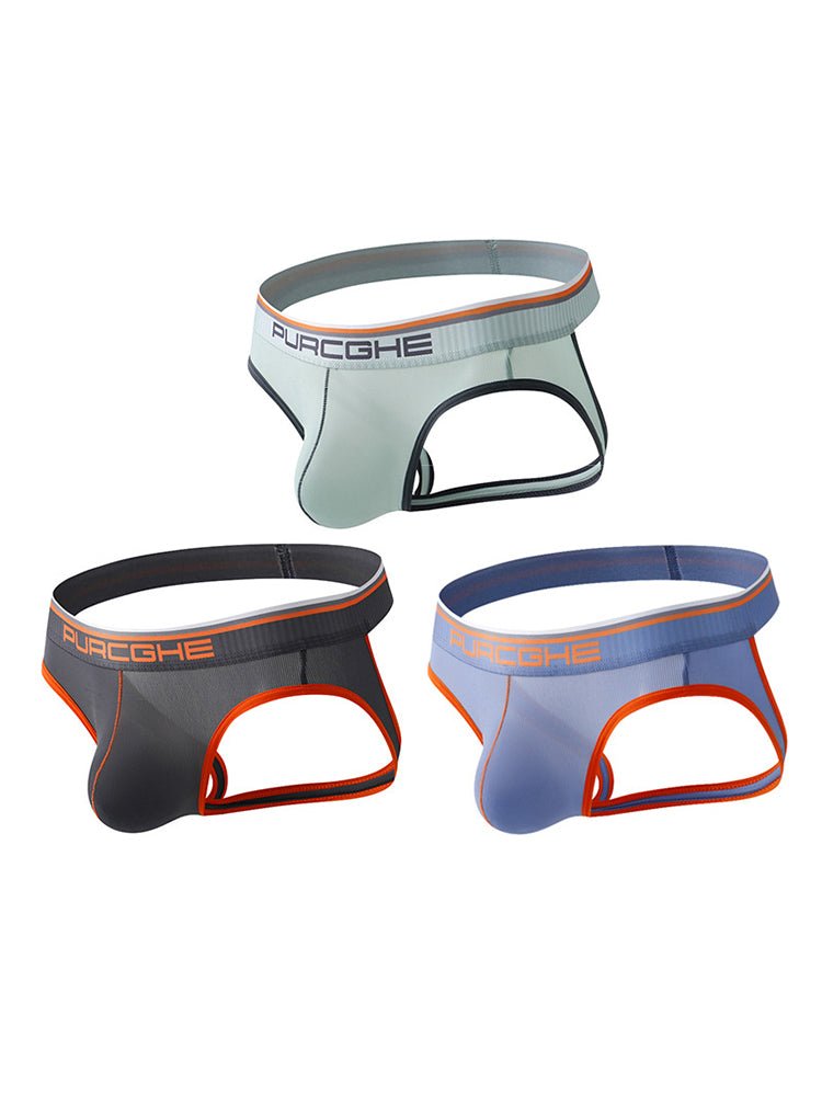 3 Pack Men's Low - Rise Ice Silk Jockstrap - The Pup Play Hub