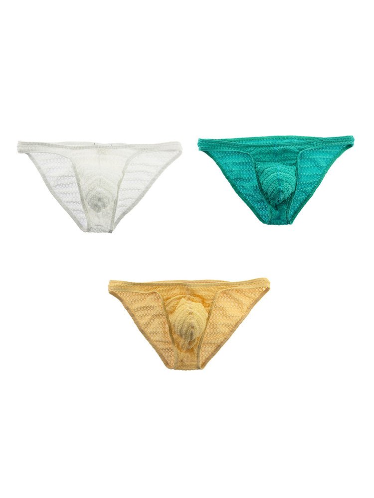 3 - pack Men's Low - rise Sexy Mesh Lace Briefs - The Pup Play Hub