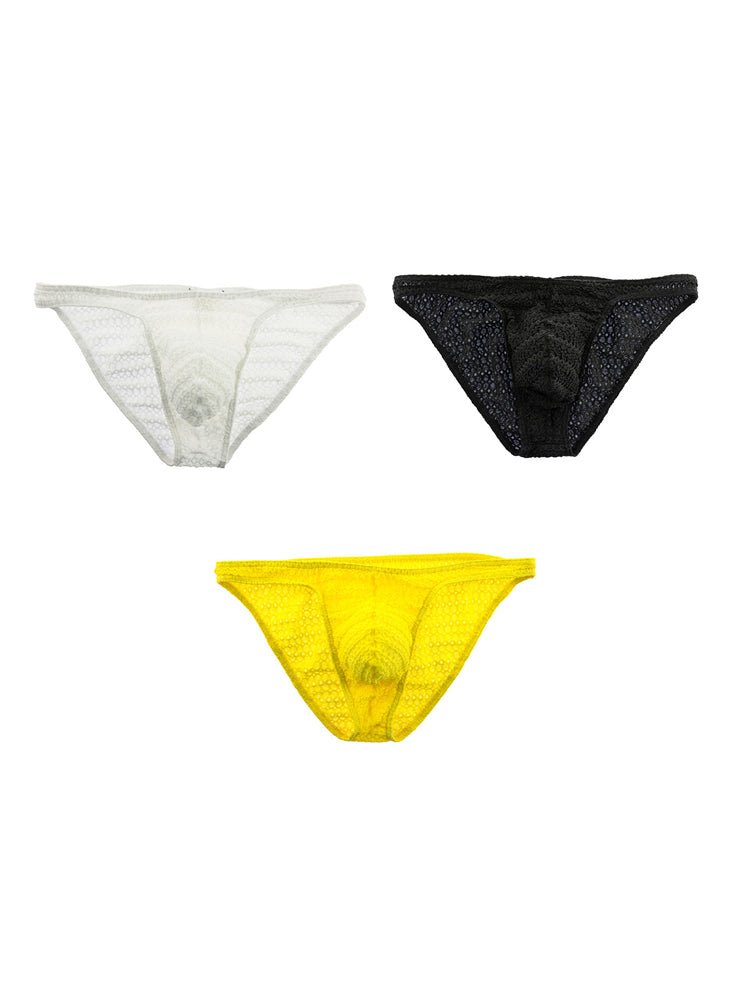 3 - pack Men's Low - rise Sexy Mesh Lace Briefs - The Pup Play Hub