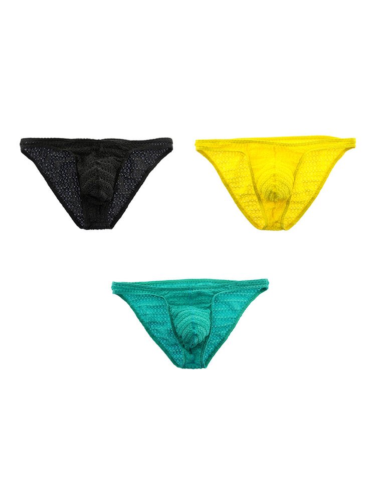 3 - pack Men's Low - rise Sexy Mesh Lace Briefs - The Pup Play Hub