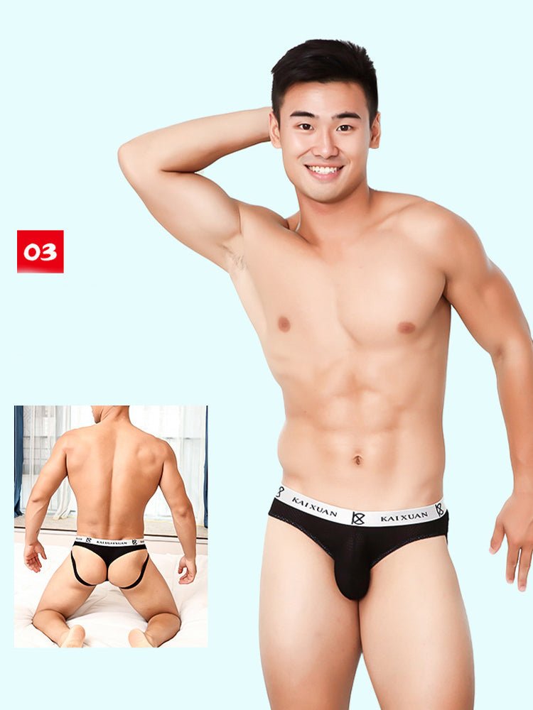 3 Pack Men's Mesh Thong with Stretch & Breathable 3D Support Pouch - The Pup Play Hub