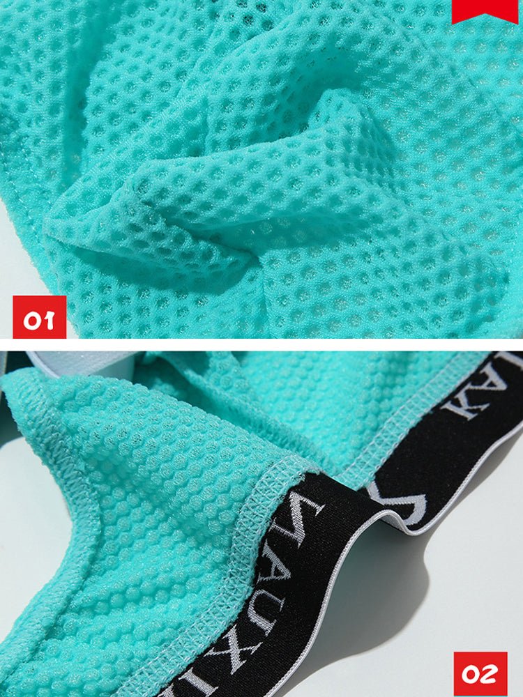 3 Pack Men's Mesh Thong with Stretch & Breathable 3D Support Pouch - The Pup Play Hub