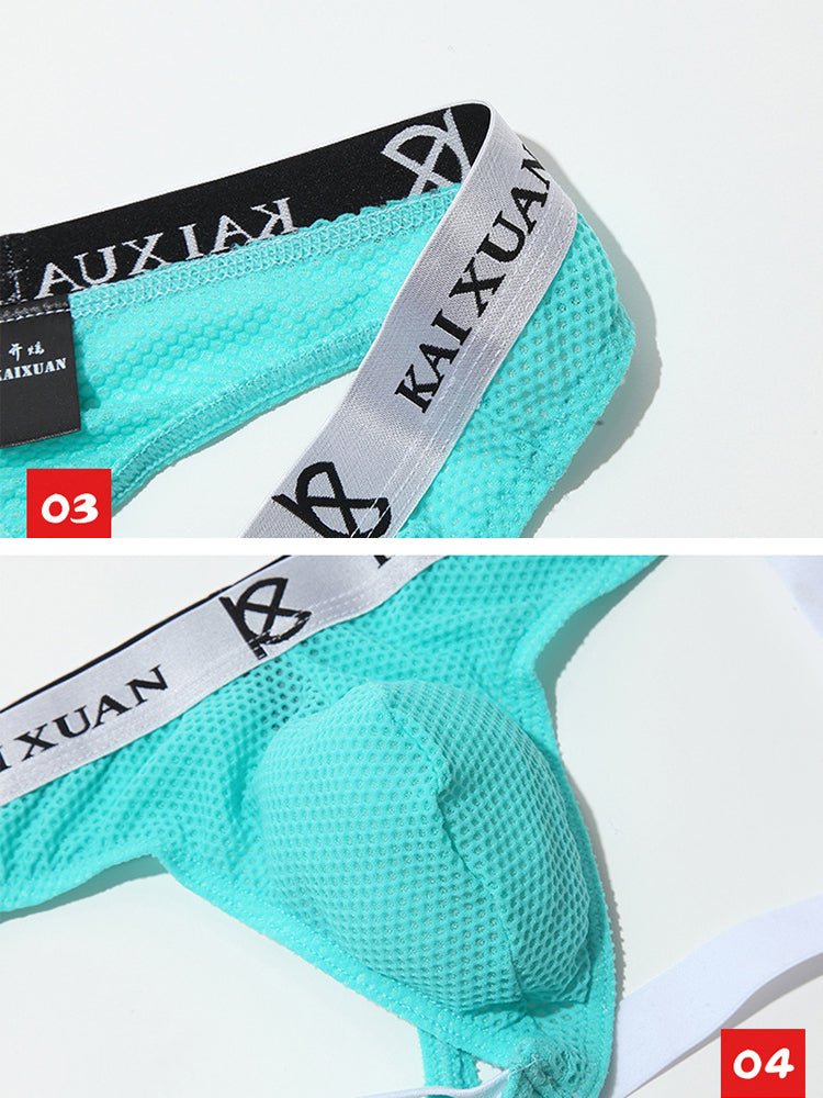 3 Pack Men's Mesh Thong with Stretch & Breathable 3D Support Pouch - The Pup Play Hub