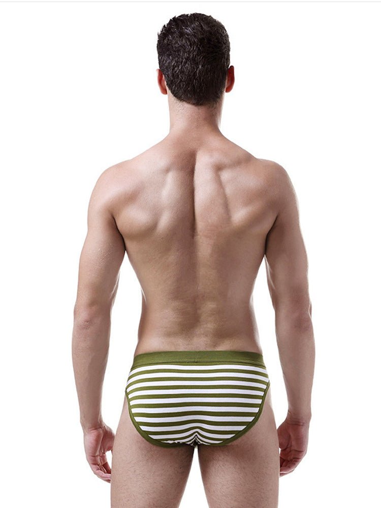 3 Pack Men's Mid - Rise Cotton Striped Briefs - The Pup Play Hub