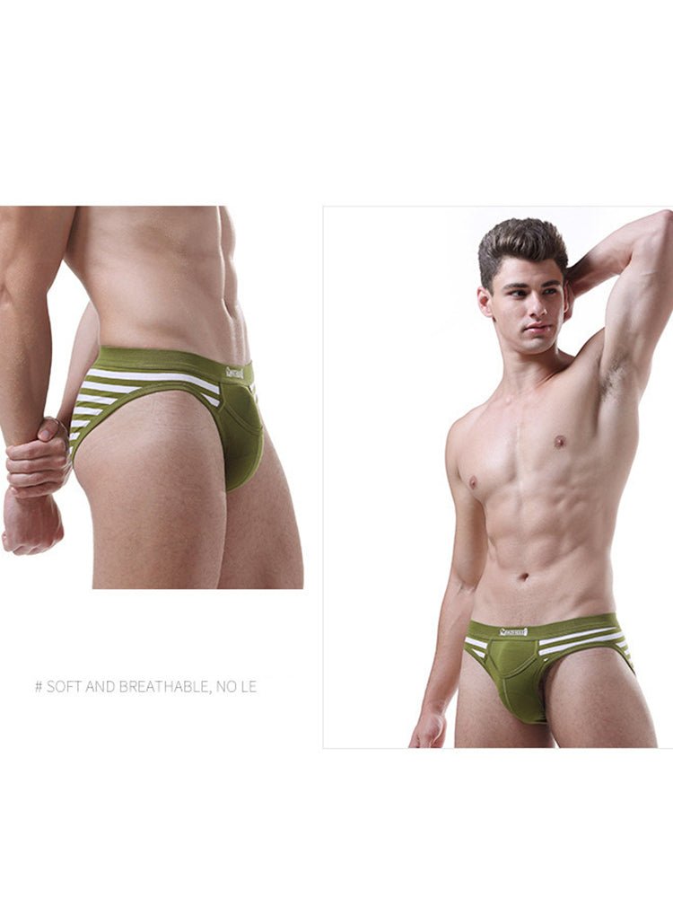 3 Pack Men's Mid - Rise Cotton Striped Briefs - The Pup Play Hub