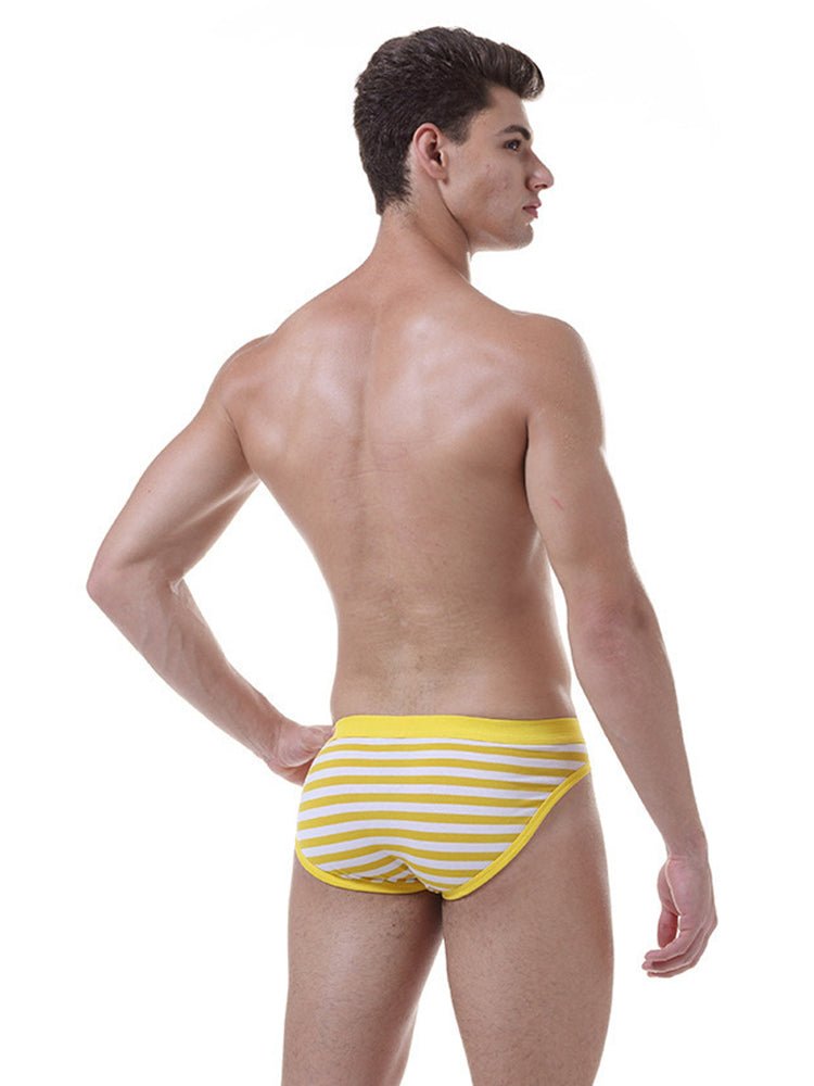 3 Pack Men's Mid - Rise Cotton Striped Briefs - The Pup Play Hub