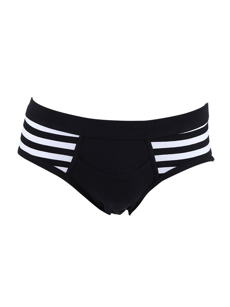 3 Pack Men's Mid - Rise Cotton Striped Briefs - The Pup Play Hub