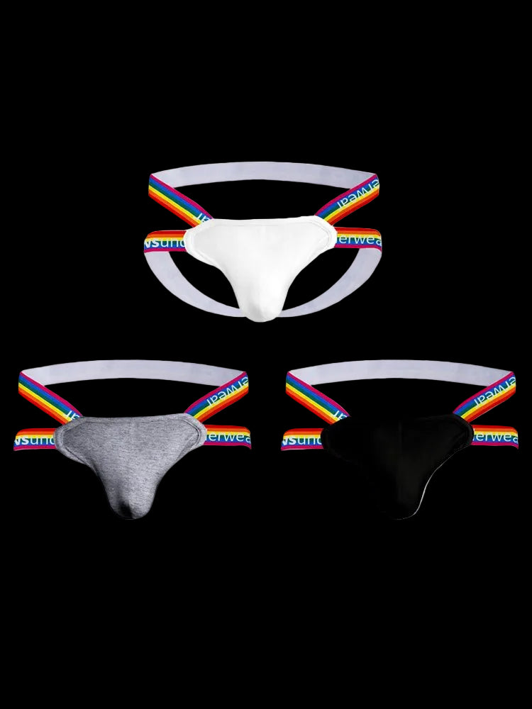 3 - pack Men's Rainbow Cotton Thong - The Pup Play Hub
