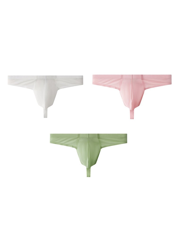 3 Pack Men's Solid Color Seamless Comfort Quick - Dry Breathable Thongs - The Pup Play Hub