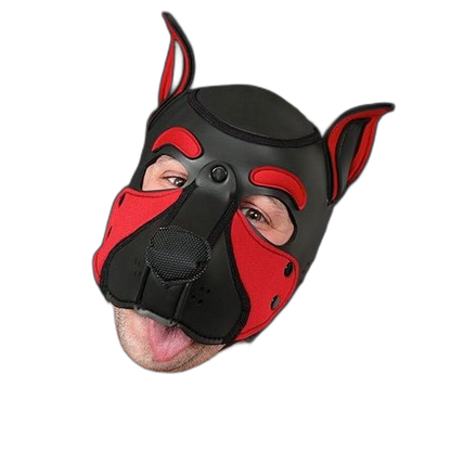 Mr S Leather NEOPRENE FRISKY Puppy Hood | Black & Red